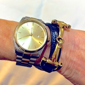 Dimacci leather/gold wrap bracelet.